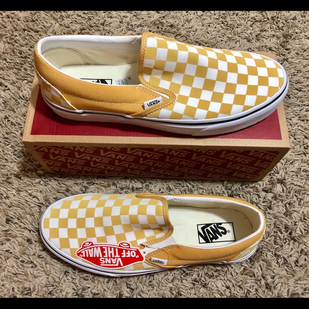 BRAND NEW Yellow Checkerboard Classic Slip-On Vans